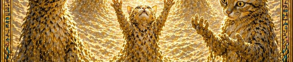 副業猫タロット 審判 GOOD 砂漠からよみがえる猫たちのイメージ